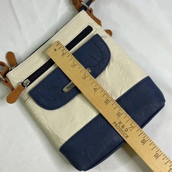 New Stone Mountain White Blue Leather Crossbody - Picture 11 of 11